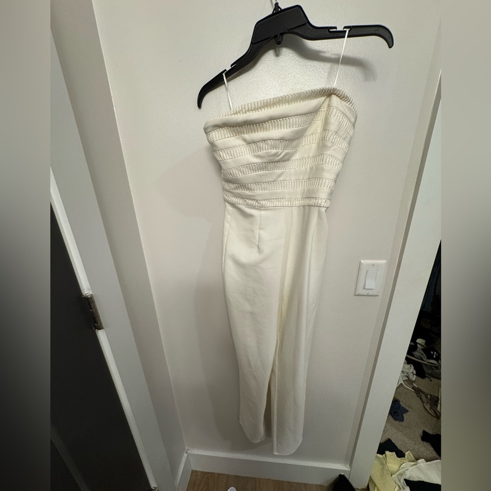 White strapless jumpsuit finders from bloomingdales
